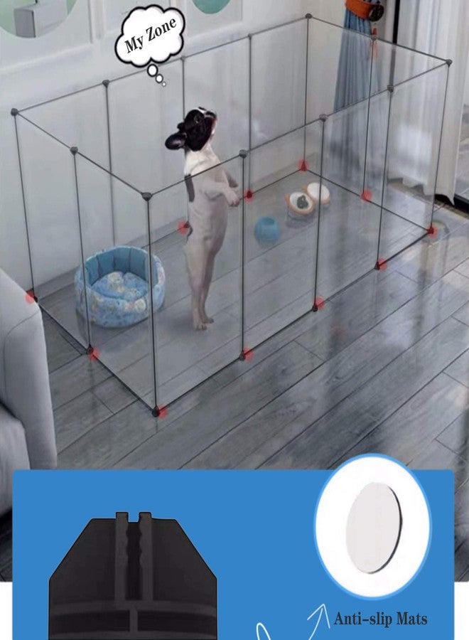 BRIAN & DANY قفص لعب للكلاب من بريان وداني، قفص لعب داخلي شفاف من الأكريليك للجراء والكلاب، ألواح سياج شفافة محمولة للحيوانات الصغيرة مثل الأرانب والقطط الصغيرة، 28 × 20 بوصة - Image 4